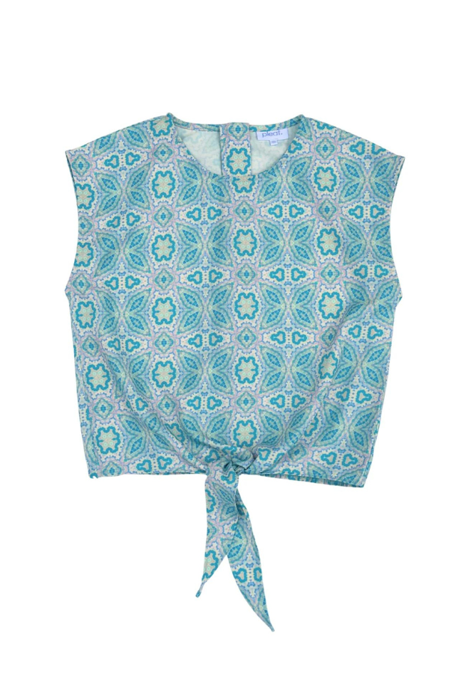 Pleat Tory Top - Island Teal