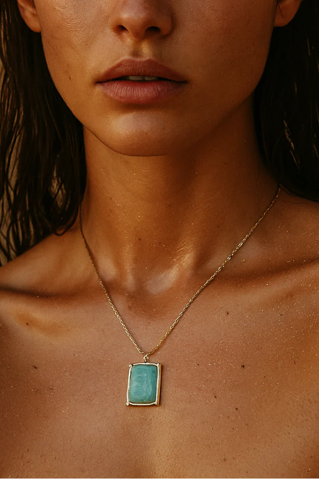 Ellie Vail Winnie Amazonite Pendant Necklace - Gold