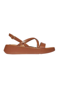 Fit Flop F-mode Leather Flatform Strappy BackStrap Sandal - Deep Tan