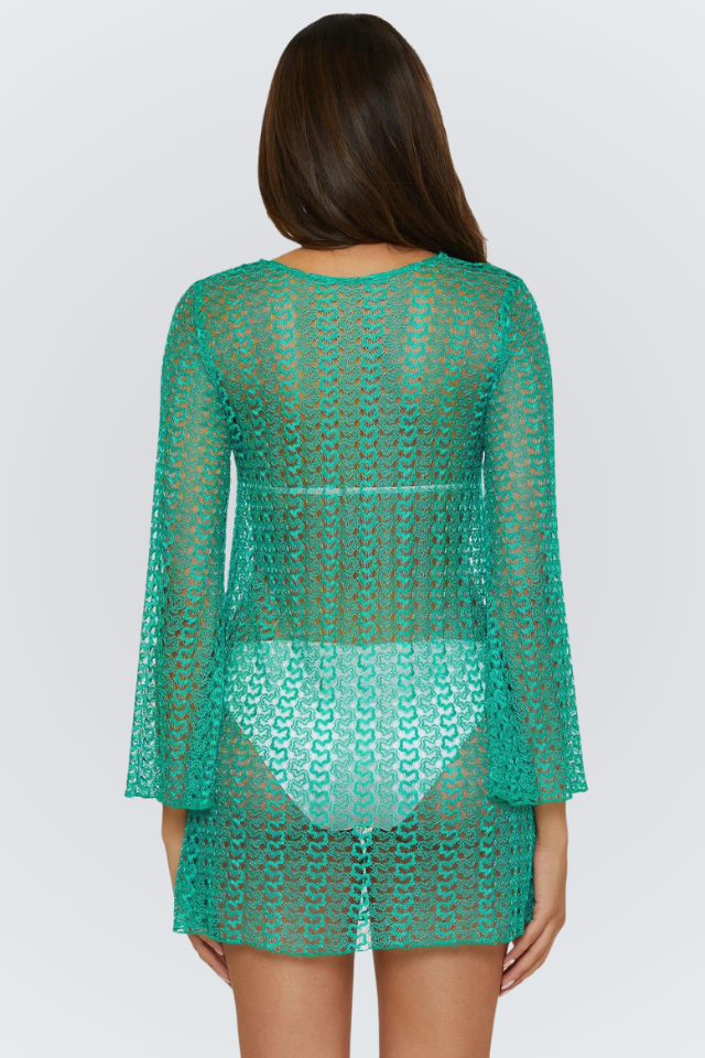 Becca Golden Crochet Tunic - Peacock