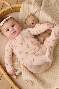 Quincy Mae Bamboo Zip Footie - Reindeer