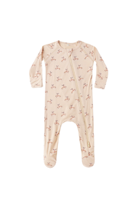 Quincy Mae Bamboo Zip Footie - Reindeer