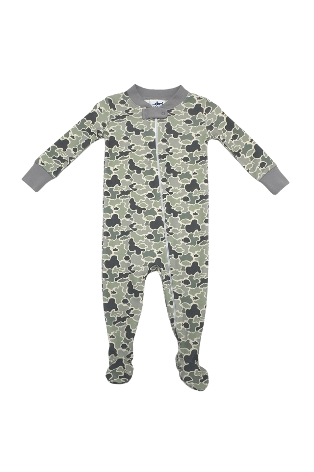 Children's onesie with dog pattern on a white background