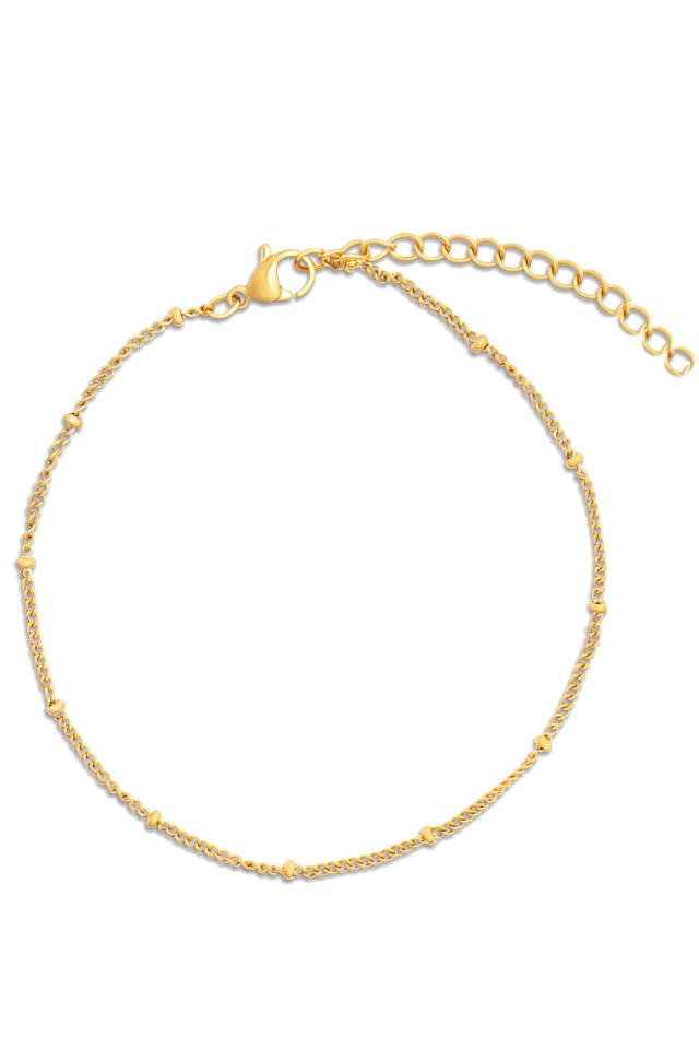 Ellie Vail Helsa Dainty Beaded Chain Anklet - Gold