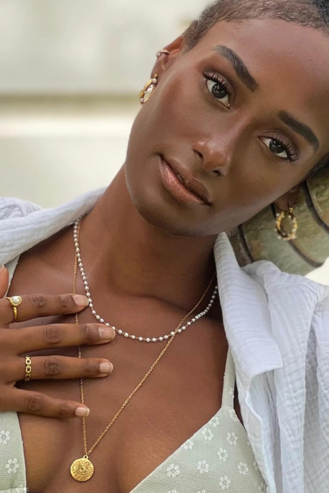 Ellie Vail Sheena Dainty Pearl Choker Necklace - Gold