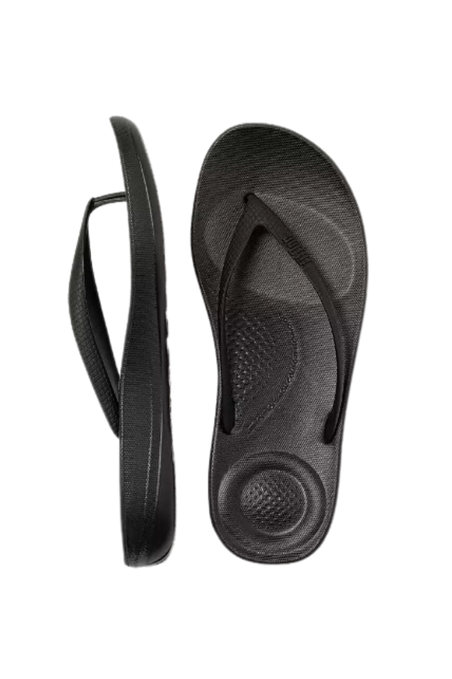 Fit Flop Iqushion Ergonomic Flip Flops - All Black â Seaside Shoes & Swim