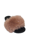 Fabulous Furs Fur-Trimmed Slides - Camel
