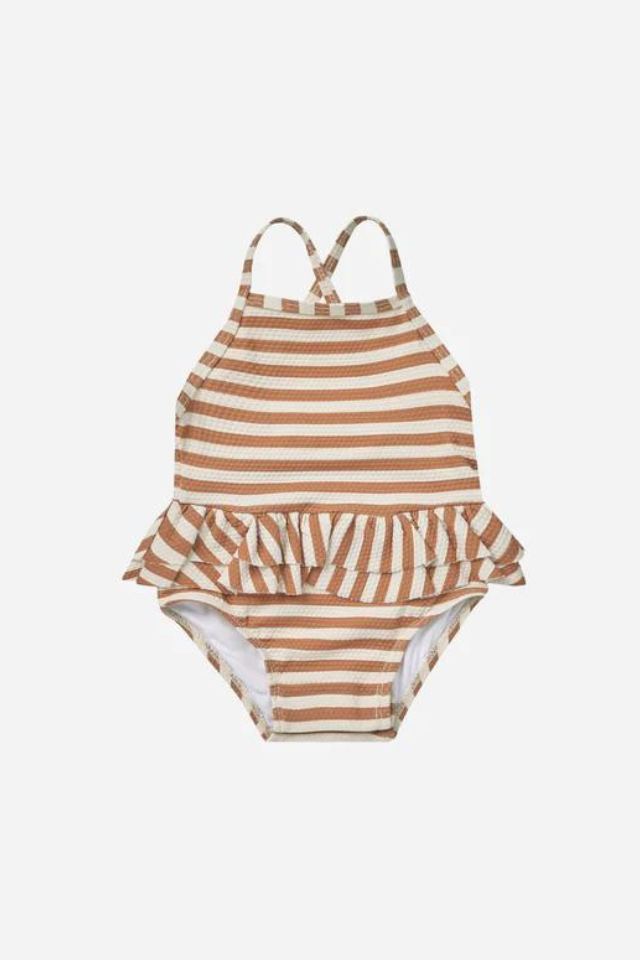 Quincy Mae Ruffled One-Piece Swimsuit - Clay