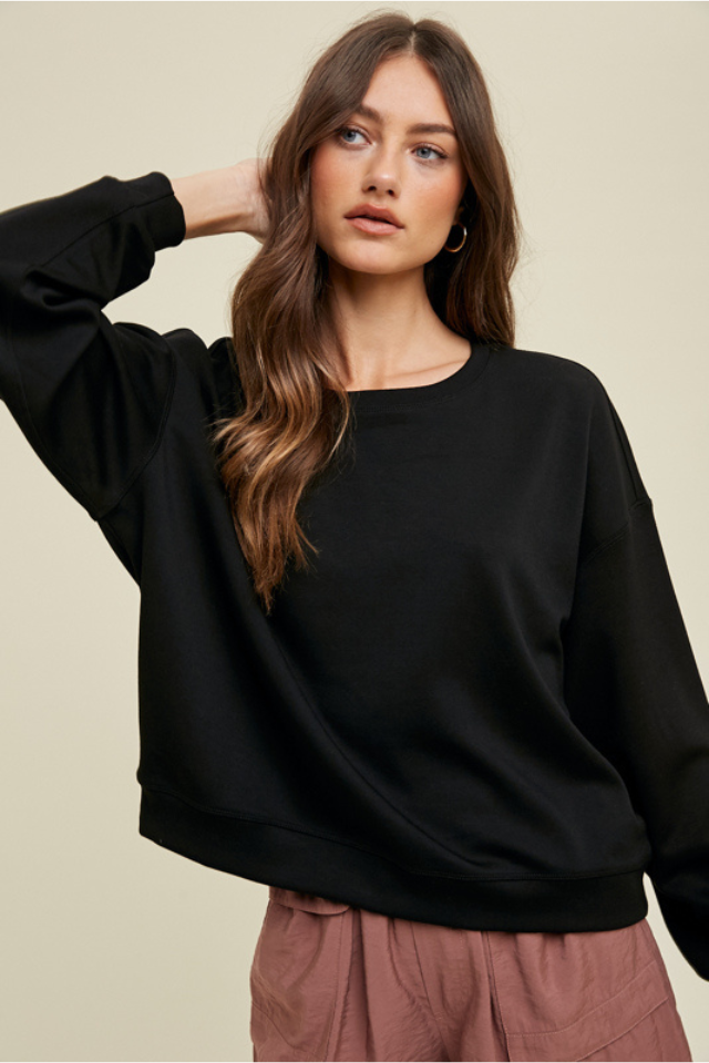 Wishlist Scuba Relaxed Crop Sweatshirt - Black