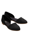 TOMS Jutti D'Orsay Flat - Black Leather Embossed Waffle