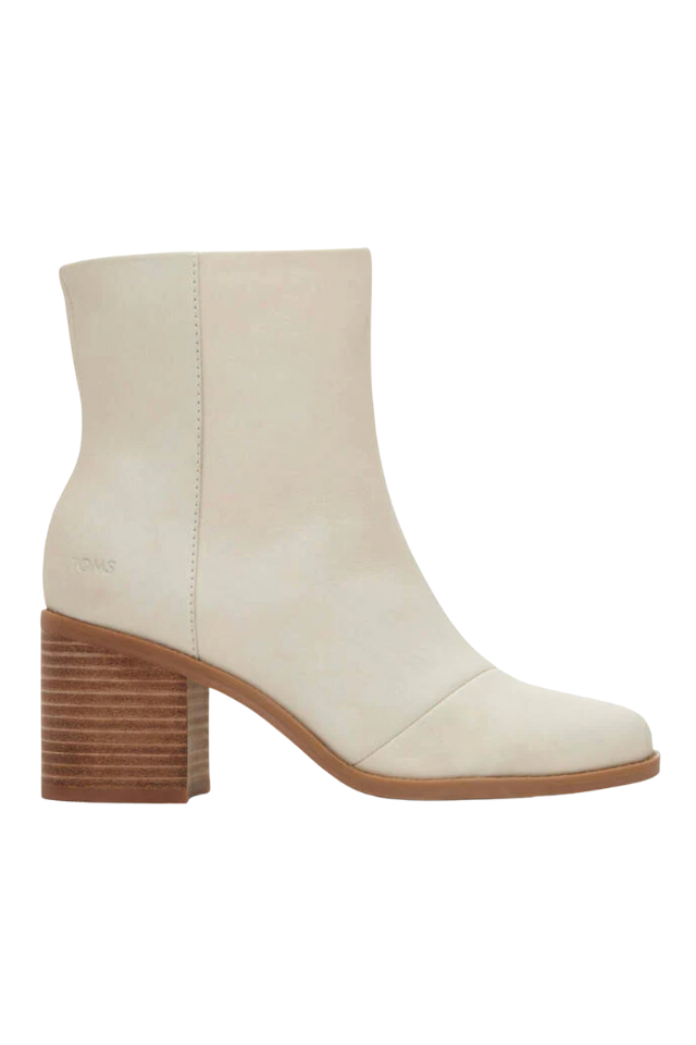 TOMS Evelyn Light Sand Leather Heeled Boot - Light Sand Leather