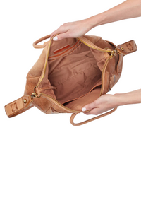 HOBO Sheila Large Satchel - Tan with Floral Aqqlique