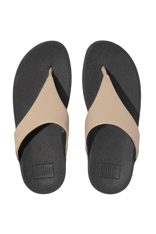 Fit Flop Lulu Leather Toe Post Thongs - Latte Beige