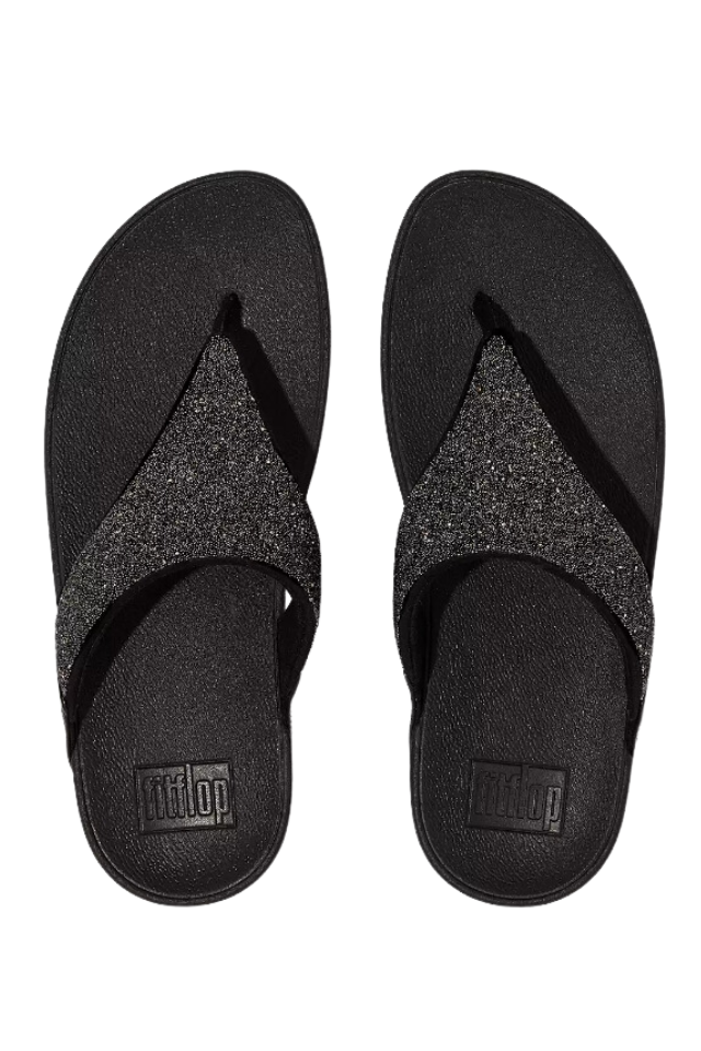 Fit Flop Lulu Shimmerlux Toe-Post Sandals - All Black