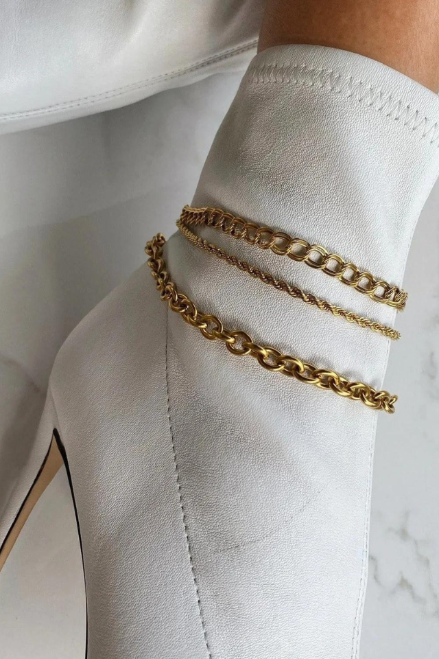 Ellie Vail Tate Rope Chain Anklet - Gold