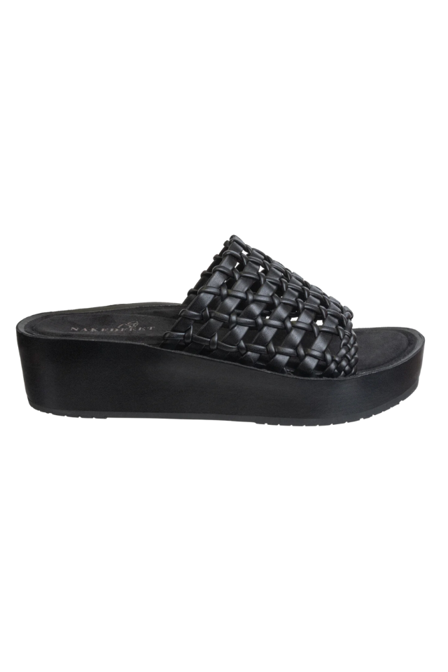 Naked Feet Cyprus Basket Weave Slide - Black