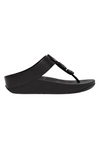 Fit Flop Halo Metallic-Trim Toe-Post Sandals - All Black