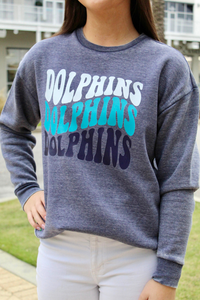 Dolphins Wave Poncho Fleece - Blue