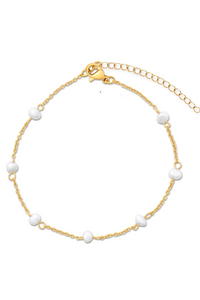 Ellie Vail Rosette Pearl Chain Anklet - Gold