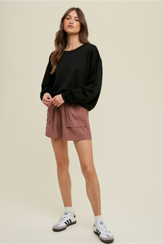 Wishlist Scuba Relaxed Crop Sweatshirt - Black