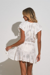 Elan Short Sleeve Elastic Dress - White