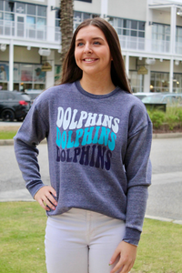 Dolphins Wave Poncho Fleece - Blue