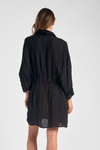 Elan Cinched Long Sleeve Tunic - Black