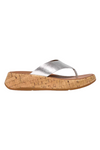 Fit Flop F-Mode Leather/Cork Platform Toe-Post Sandal - Silver