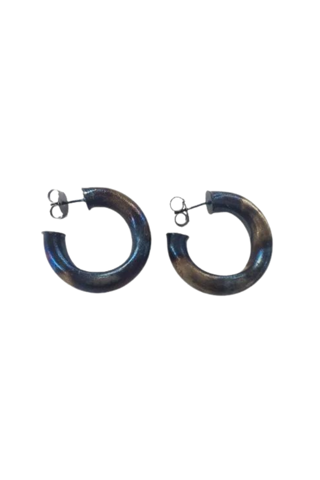 Sheila Fajl Small Chantal Hoops - Burnished Gun Metal