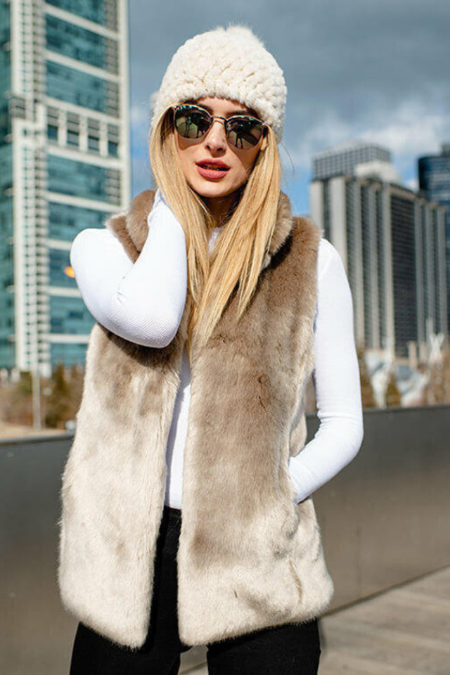 Fabulous Furs Couture Hook Vest - Champagne Mink