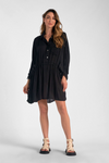 Elan Cinched Long Sleeve Tunic - Black