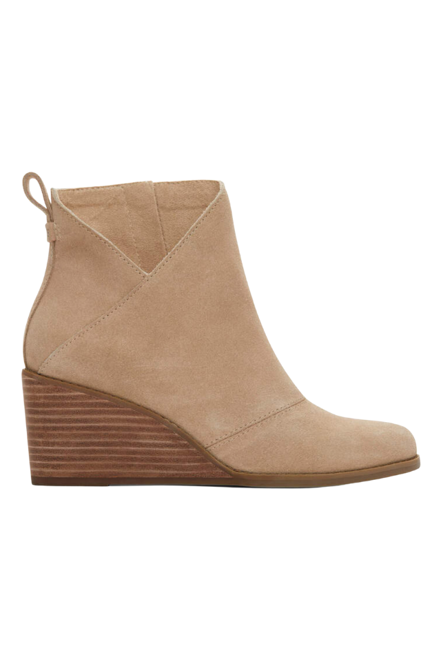 TOMS Sutton Oatmeal Suede Wedge Boot - Oatmeal Suede