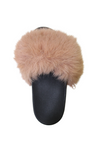 Fabulous Furs Fur-Trimmed Slides - Camel