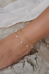 Ellie Vail Rosette Pearl Chain Anklet - Gold