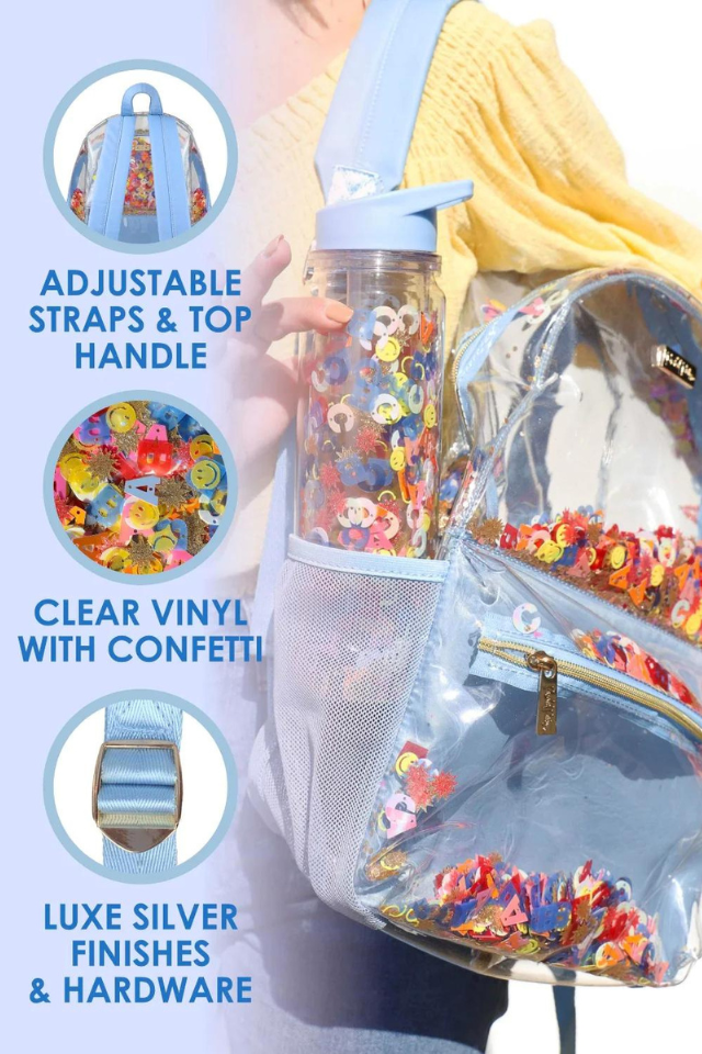 Packed Party Little Letters Clear Confetti Backpack