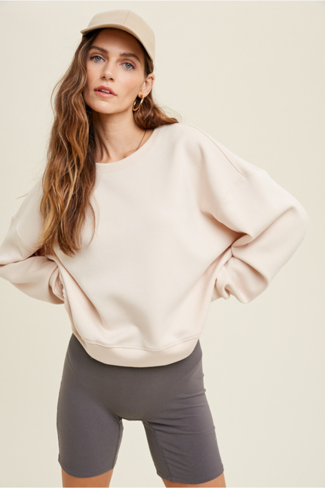 Wishlist Scuba Relaxed Crop Sweatshirt - Ballet