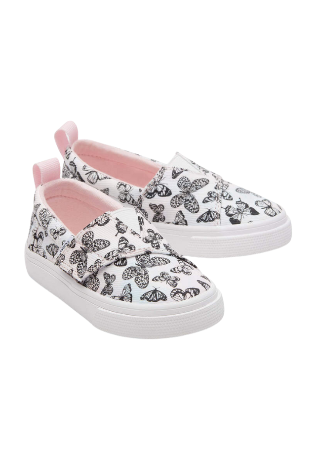 TOMS Tiny Alpargata Fenix Slip On - Pastel Pink Butterflies