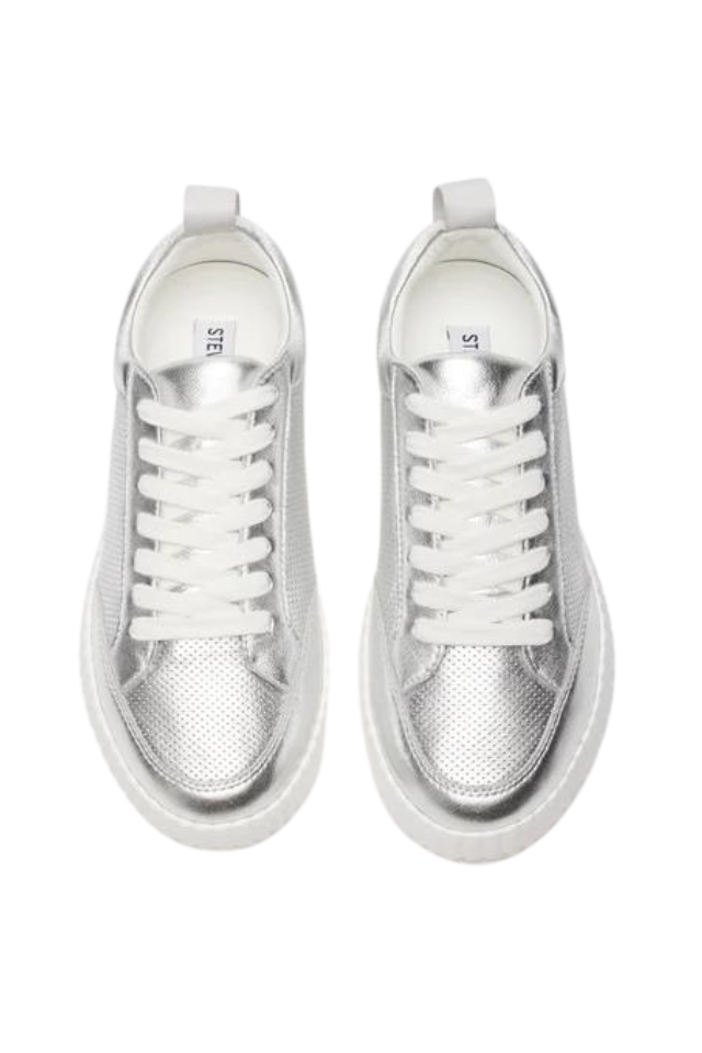 Steve Madden Shock Sneaker - Silver Leather