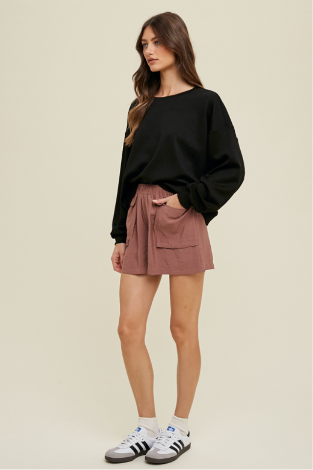 Wishlist Scuba Relaxed Crop Sweatshirt - Black