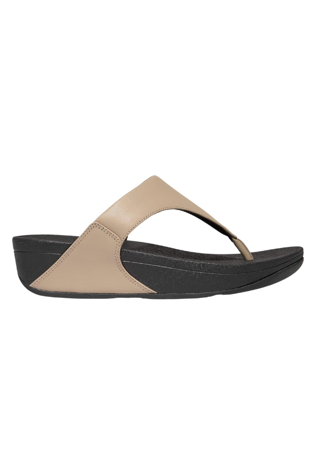 Fit Flop Lulu Leather Toe Post Thongs - Latte Beige