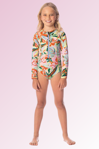 Maaji Girls Miku Rashguard One Piece - Neon Leafy