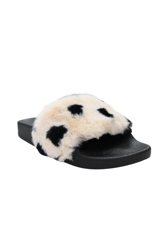 Fabulous Furs Fur-Trimmed Slides - Wild Cheetah