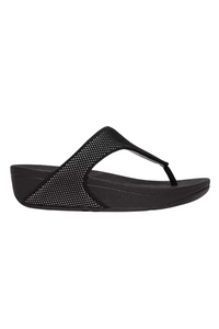 Fit Flop Lulu Water Resistant Two-Tone Webbing Toe Thongs - Black