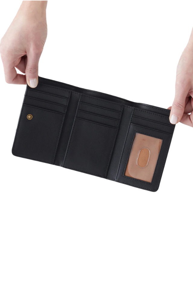 HOBO Jill Trifold Wallet - Black Quilted