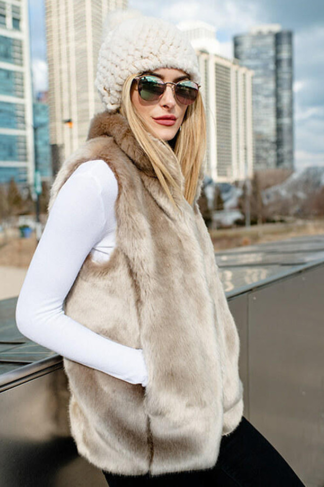 Fabulous Furs Couture Hook Vest - Champagne Mink