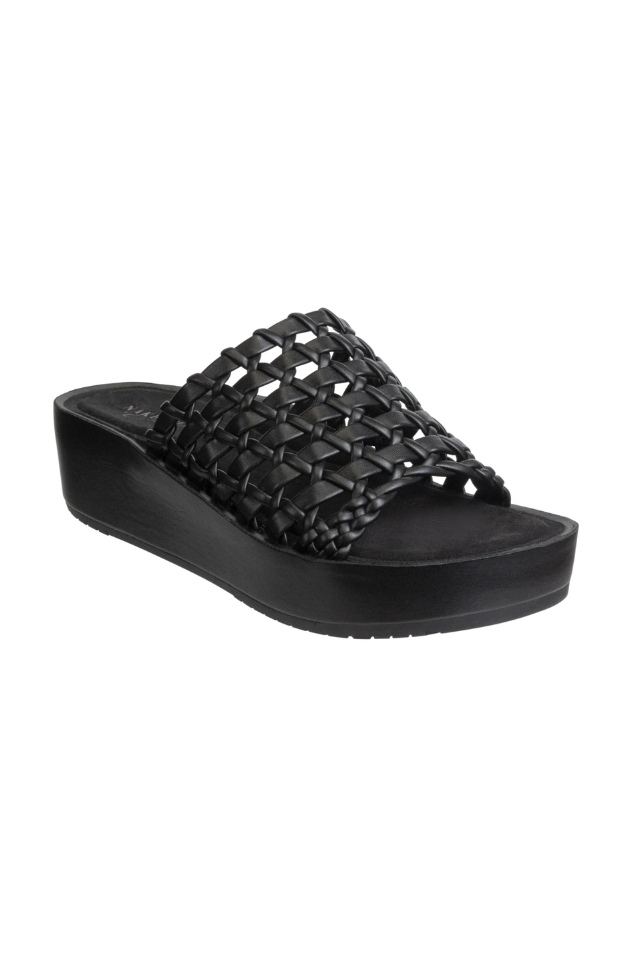 Naked Feet Cyprus Basket Weave Slide - Black