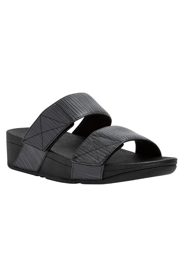 Fit Flop Mina Textured Glitz Slides - All Black