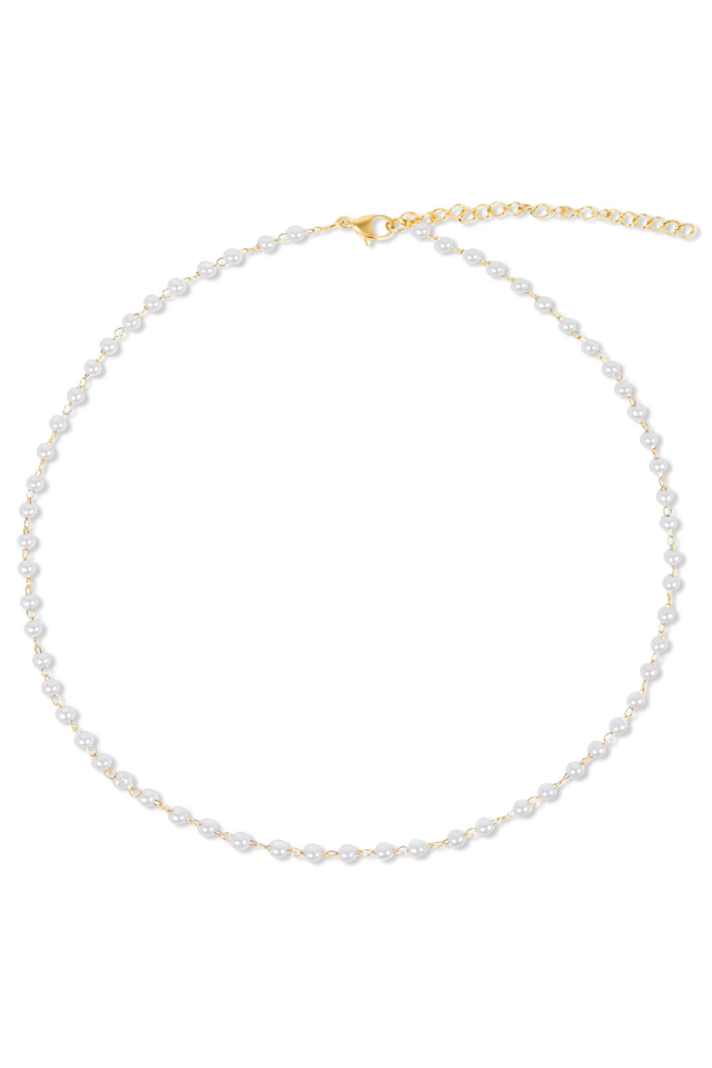 Ellie Vail Sheena Dainty Pearl Choker Necklace - Gold