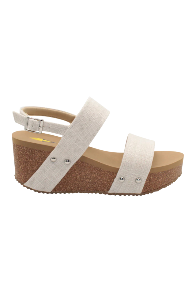 Volatile Summerlove Wedge Sandal - Bone Linen