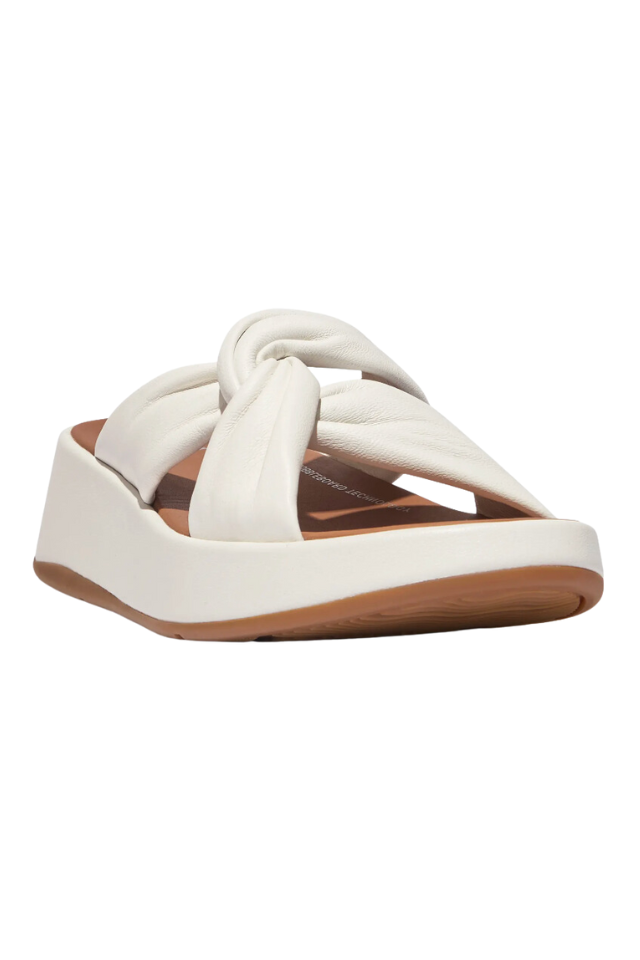 Fit Flop F Mode Leather Twist Platform Slides - Urban White